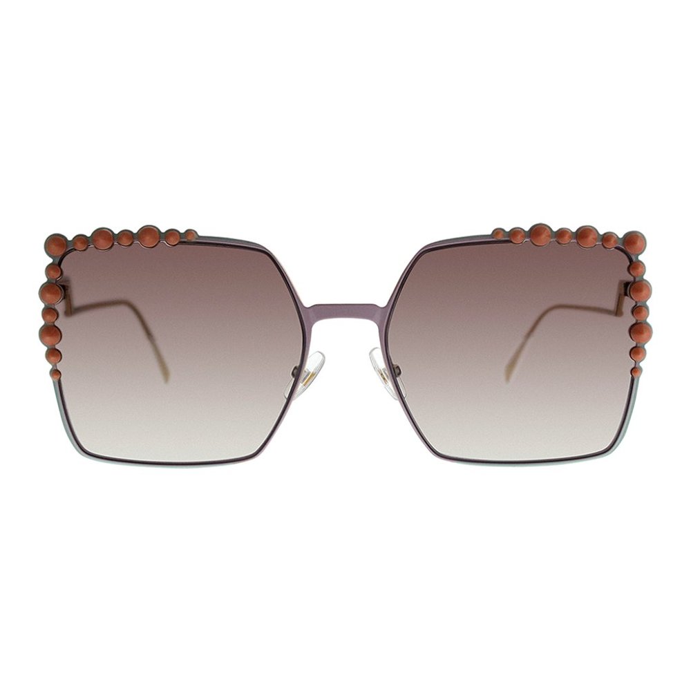 NEW w/case! Goldtone Studded-Rim Square Sunglasses